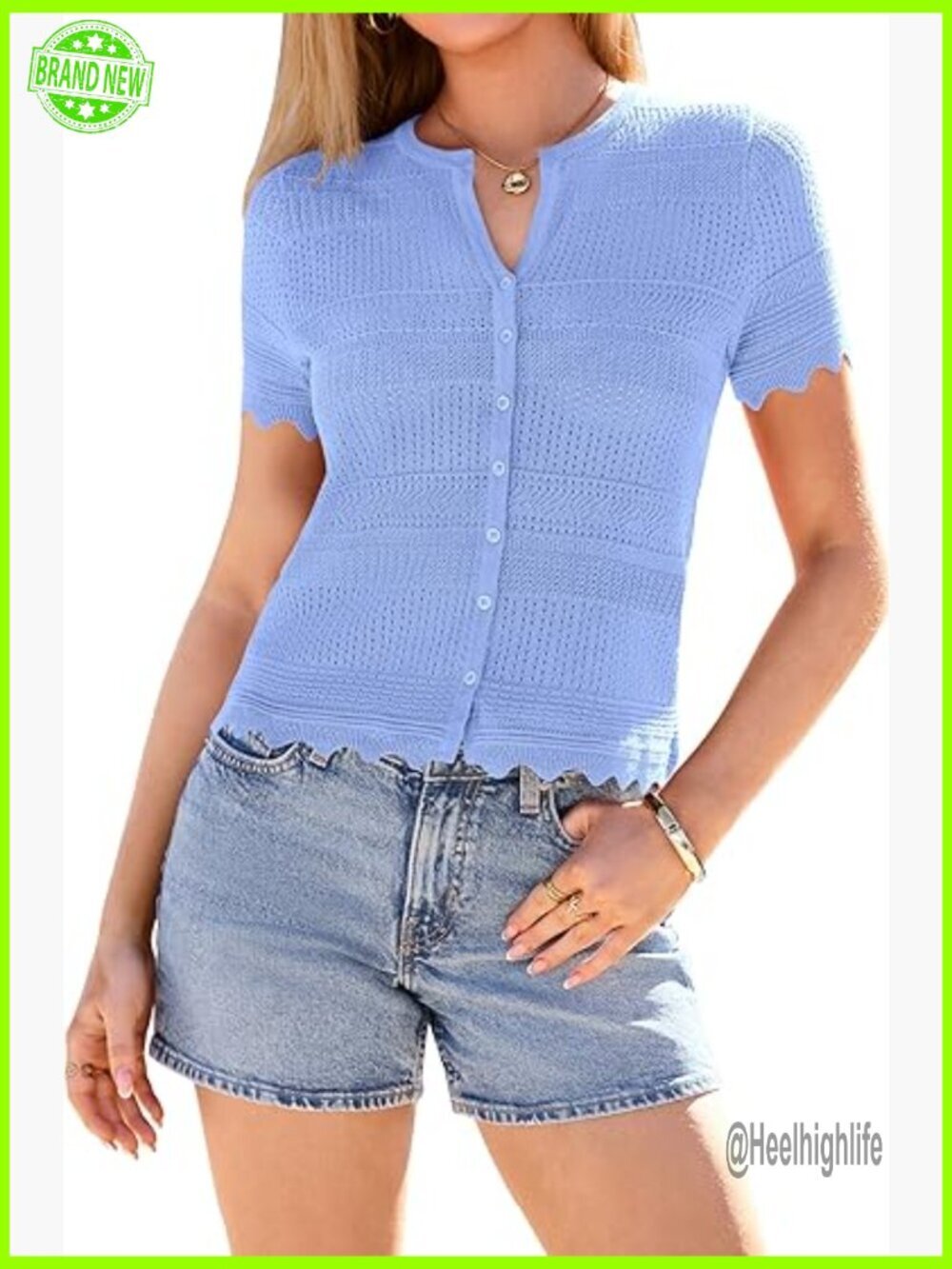 Short Sleeve V-Neck Crochet Crop Cardigan, Lightweight Summer Sweater